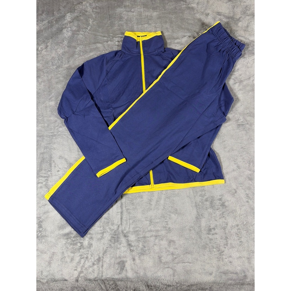 Anthony Richards Womens Navy Yellow Cotton Zip Tracksuit Set Small Petite SP